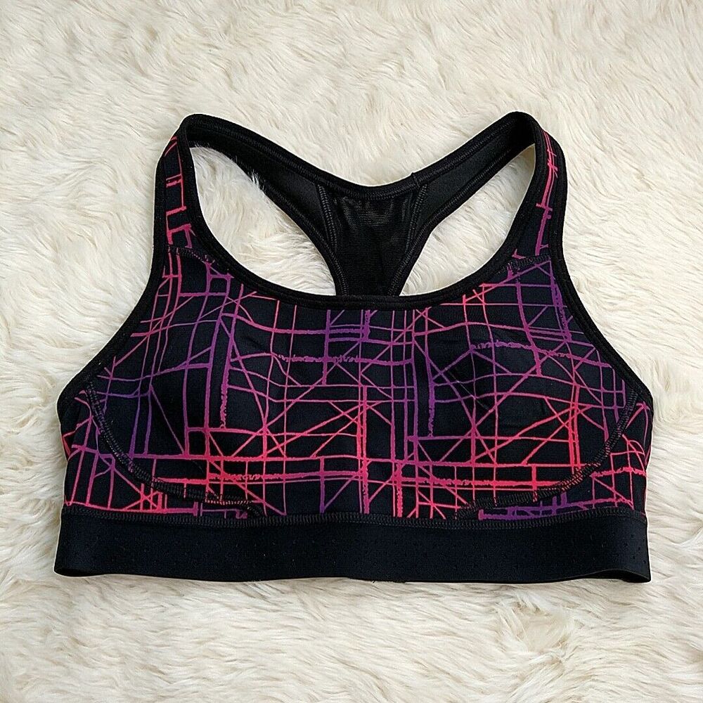 Champion Womens S Sports Bra Black Pink Wireless Back Clasp Racerback Pullover
